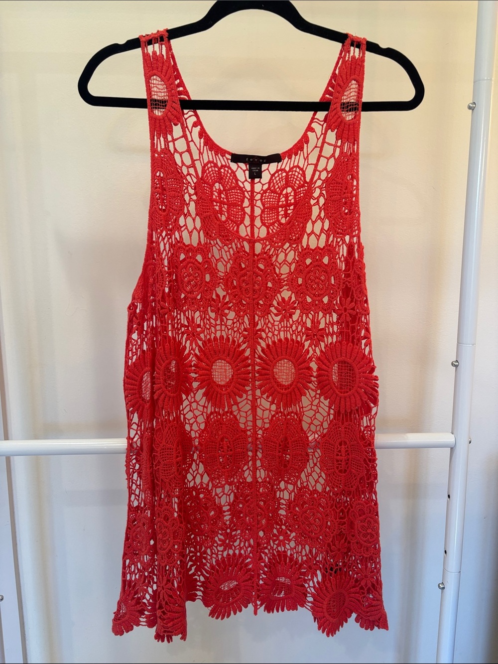 Fever Red Crochet Floral Tank